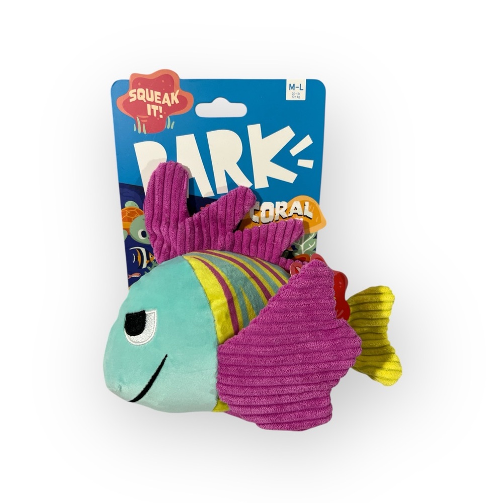 Bark Box Dog Toy LION FISH LARRY Large Coral Ruff 2023 Crinkle & Squeaky‎ NWT